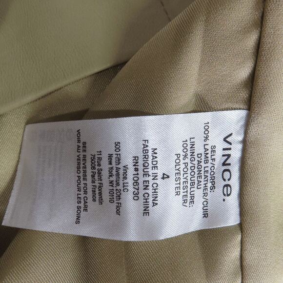 Vince Seed Tan Straight Fit Leather Midi Front Slit Skirt 4 - Picture 7 of 8